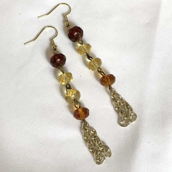 REIMAGINED Faceted Glass Bead Gold Tone Hook Earrings - Picture 3 of 5